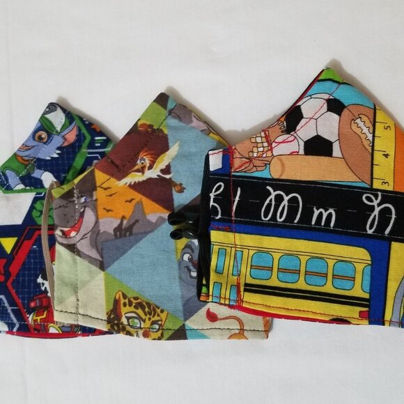 Lot of 3 Kids Face Mask with Nose Wire and Filter Pocket - Picture 1 of 14